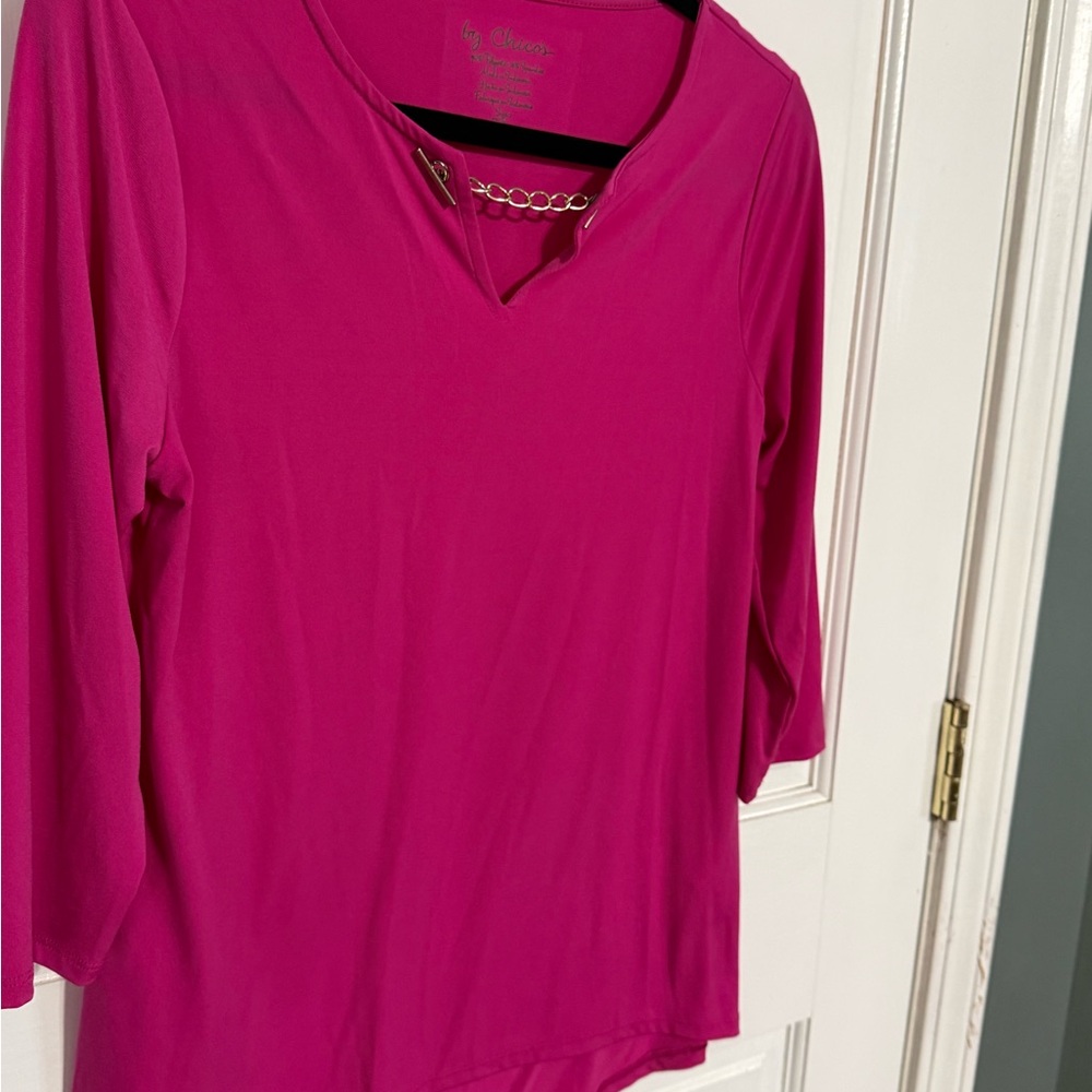 Chico's Fuchsia Blouse with Chain Accent